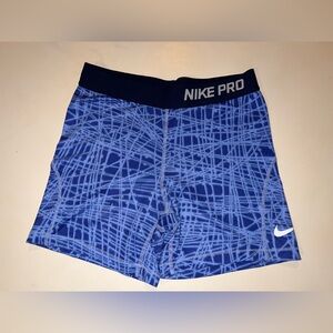 Nike Blue Patterned Pro Compression Shorts